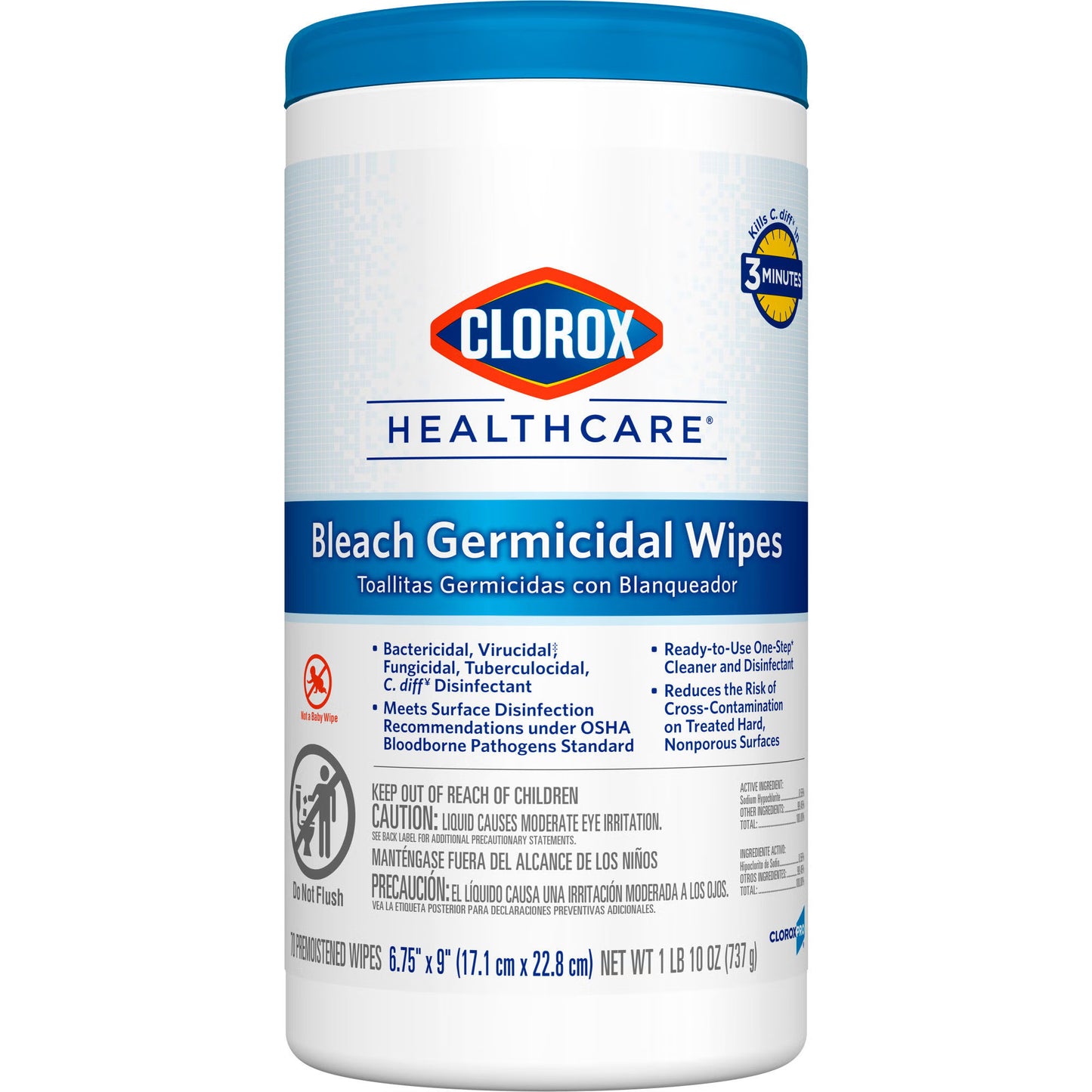 WIPE, GERMICIDAL CLOROX 6.75"XX9" 70/CT (6CT/CS) SALFLD