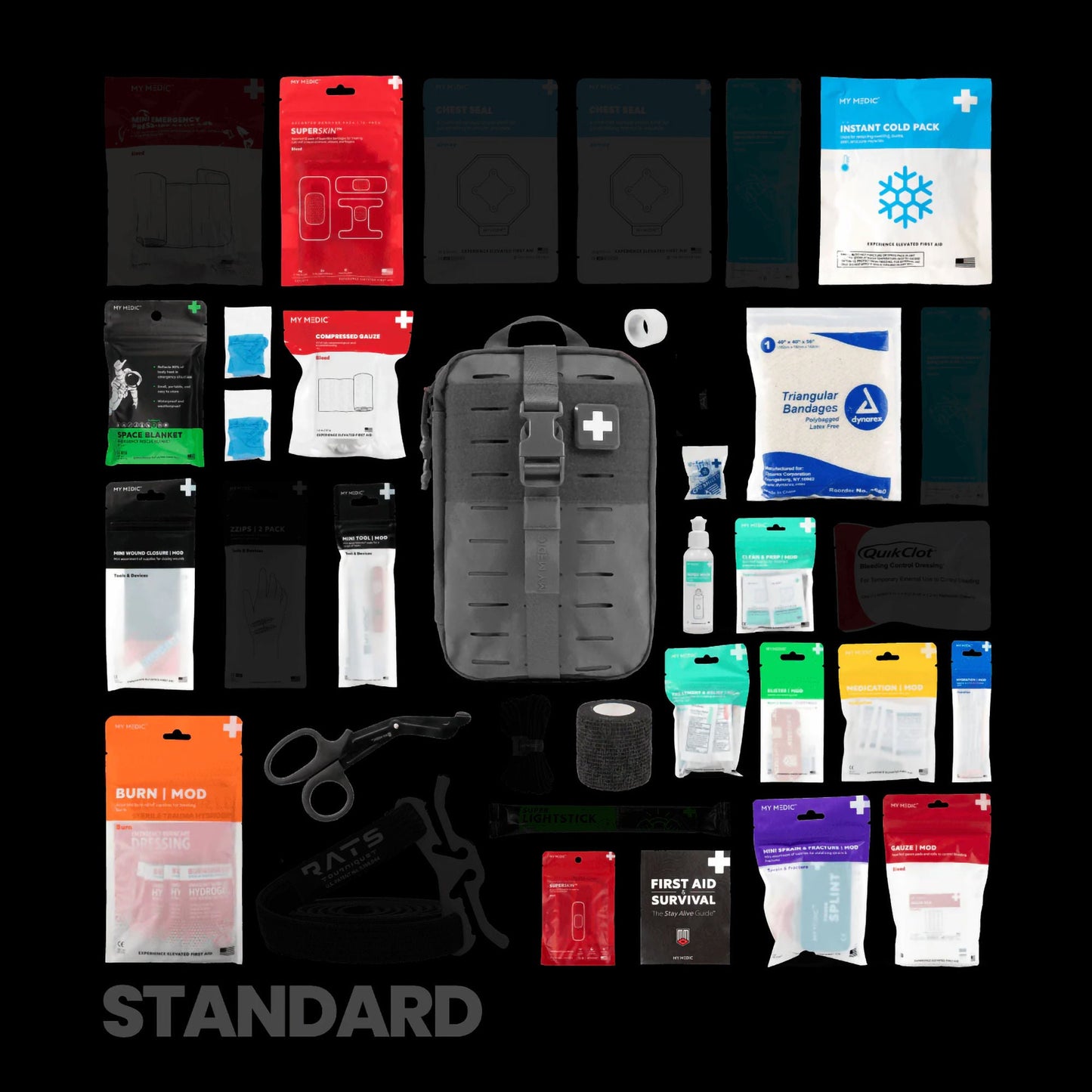 FIRST AID KIT, EMERGENCY MEDICAL MYFAK STD GRY
