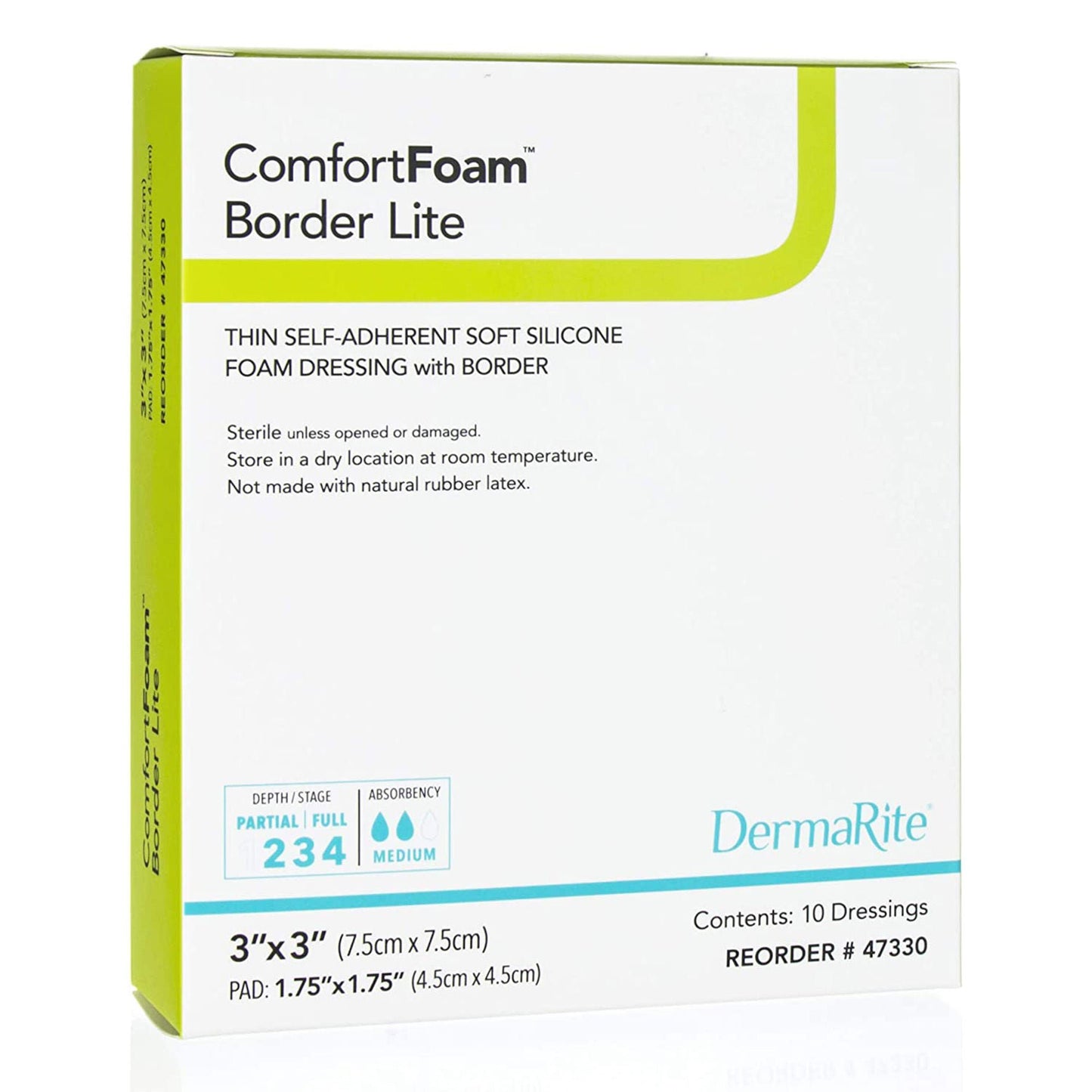 DRESSING, COMFORT FM BRDR LITE3X3 (10/BX)