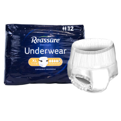 UNDERWEAR, INCONT REASSURE OVRNGHT XLG (12/BG 4BG/CS)
