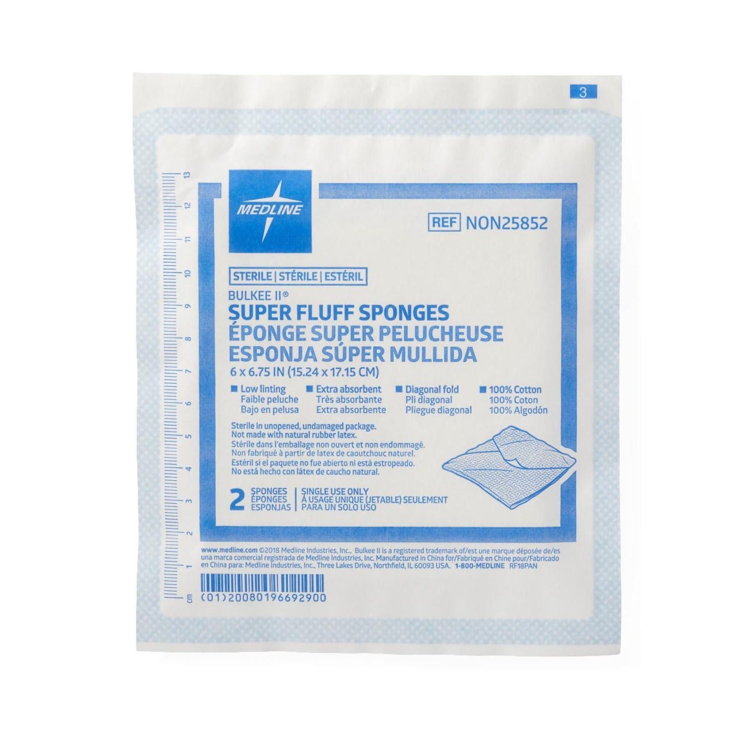 SPONGE, GAUZE 6"X6" STR LF (2 /PK 20PK/BX 12BX/CS)
