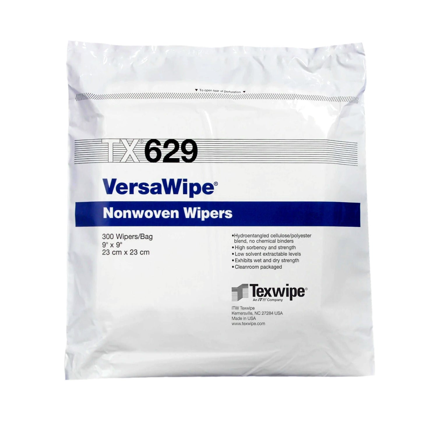 WIPER, DRY LOW-LINT VERSAWIPE 9"X9" (300/BG 10BG/CS)
