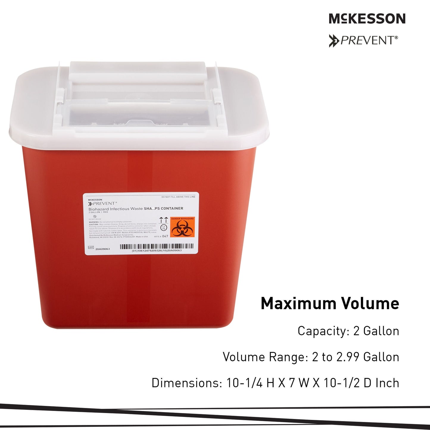 CONTAINER, SHARPS RED 2GL (20/CS)