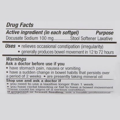 LAX DSS, SOFT GEL 100MG (200/BT 12BT/CS)