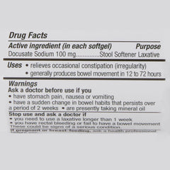 LAX DSS, SOFT GEL 100MG (200/BT 12BT/CS)