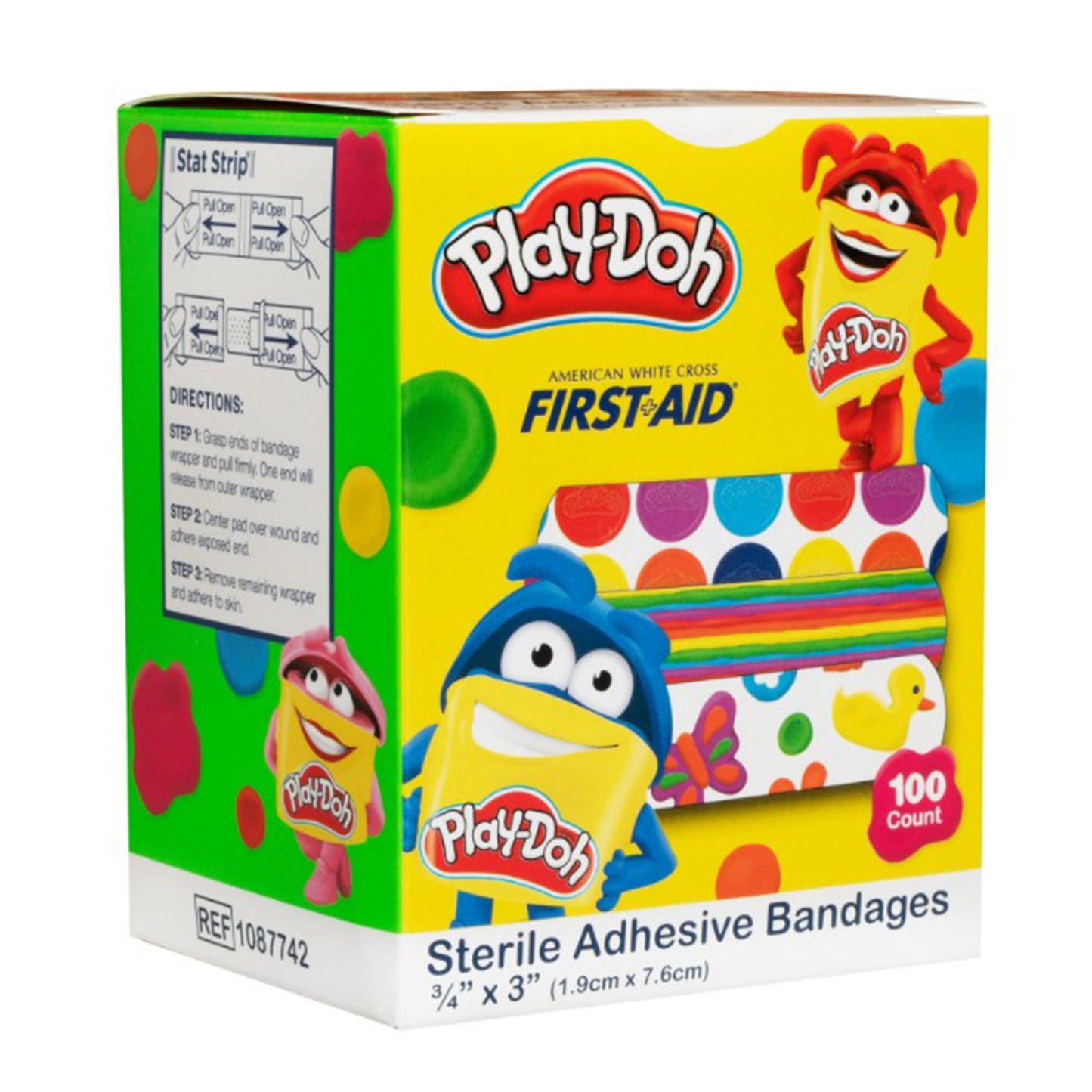 BANDAGE, WOUND PLAY-DOH ADH 3/4"X3" (100/BX12BX/CS)