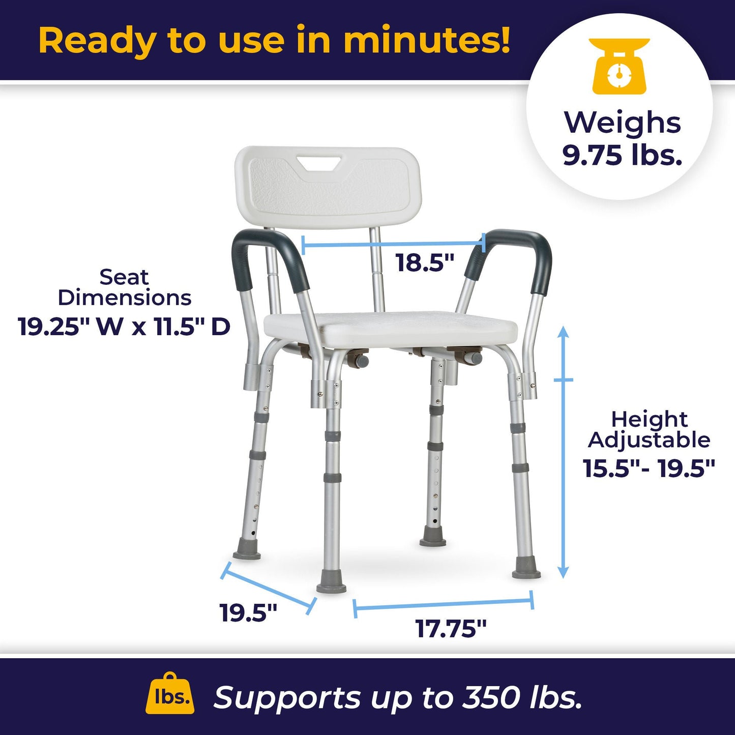 CHAIR, BATH W/BACK PADDED ARM