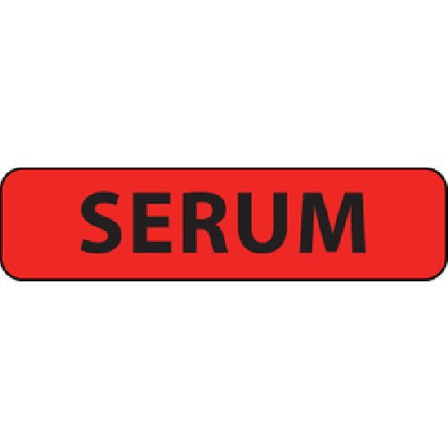 LABEL SERUM1.25X5/16 FL RED 760/EA