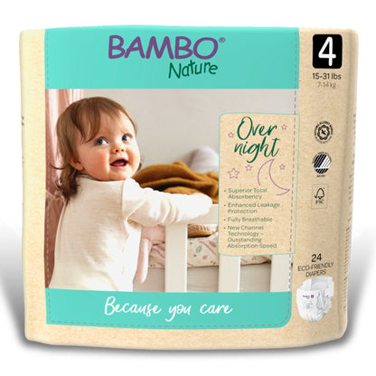 DIAPER, OVERNIGHT BAMBOO NATURE SZ4 (24/PK 4PK/CS)