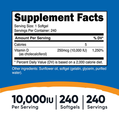 VITAMIN D3, SGEL 10,000IU (240/BT 12BT/CS)