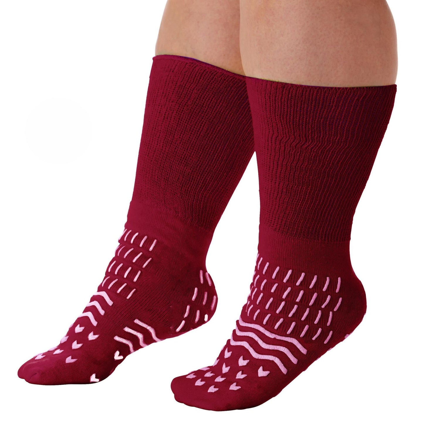 SOCK, SLIPPER CONFETTI TREAD RED 5X (48PR/CS)