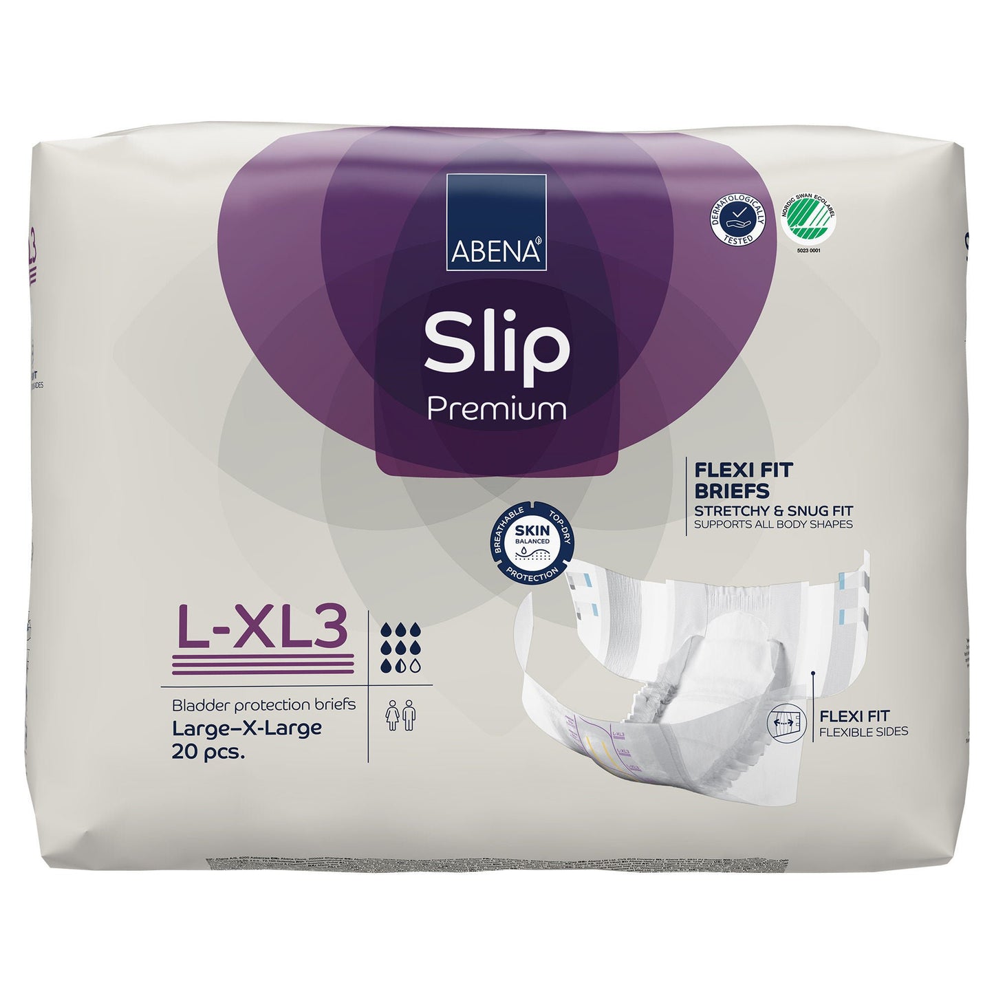 BRIEF, INCONT SLIP FLEX FIT PREM L3-XL3 LG/XLG (20/PK 4PK/CS