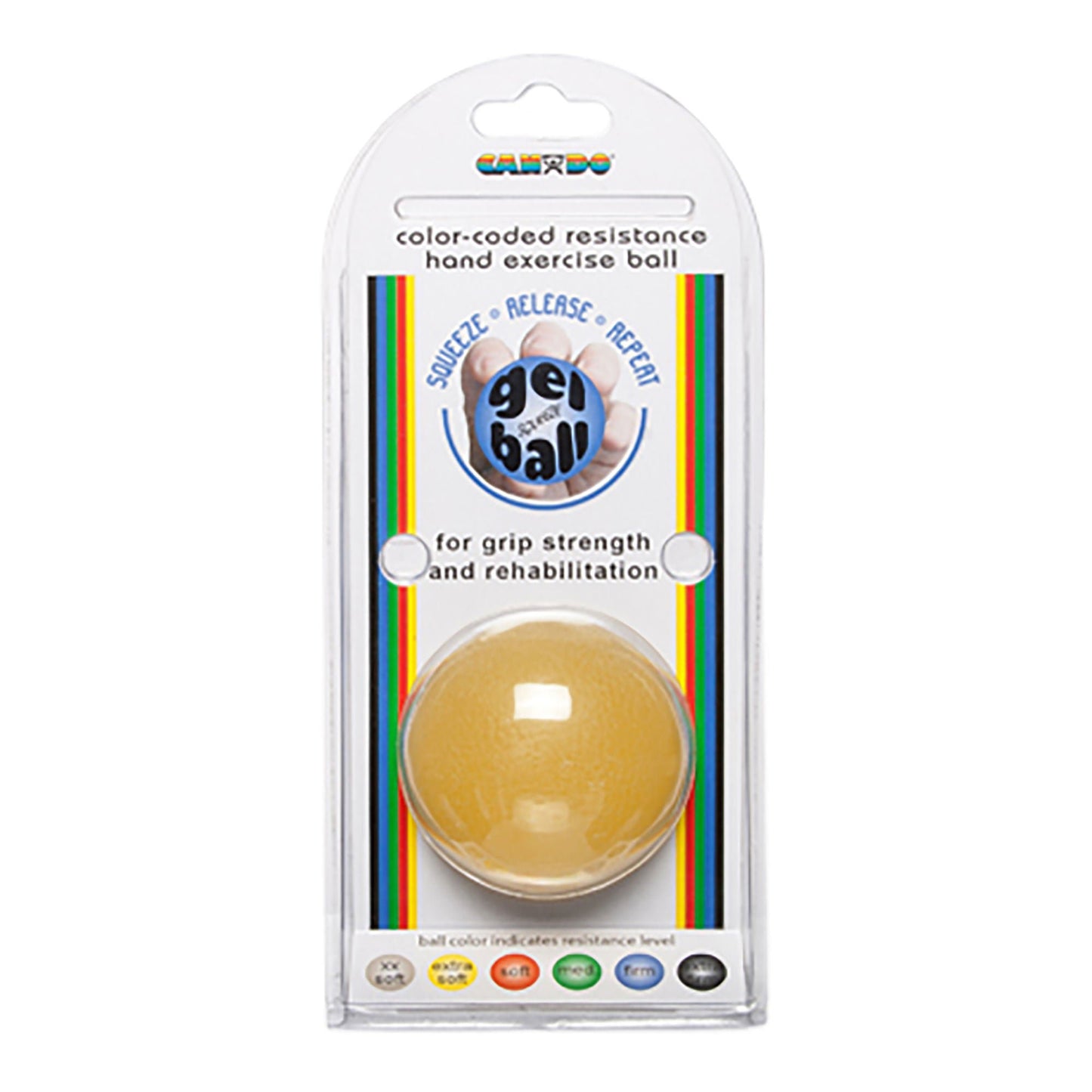 BALL, CANDO EXERCISE F/GRIP STRENGTH YLW