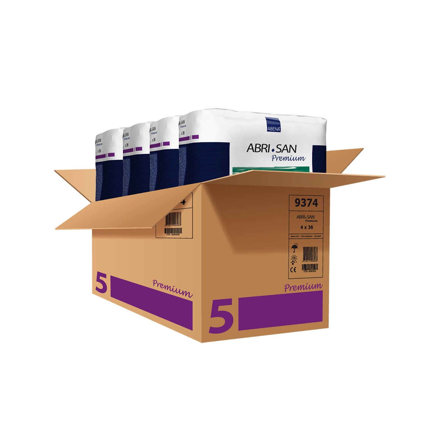PAD, INCONT ABRI-SAN PREM #5 1200ML 11X21 (36/BG 4BG/CS)