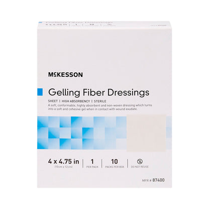 DRESSING, WOUND GELLING FIBER HIGH-ABSRB 4"X4 3/4" (10/BX)
