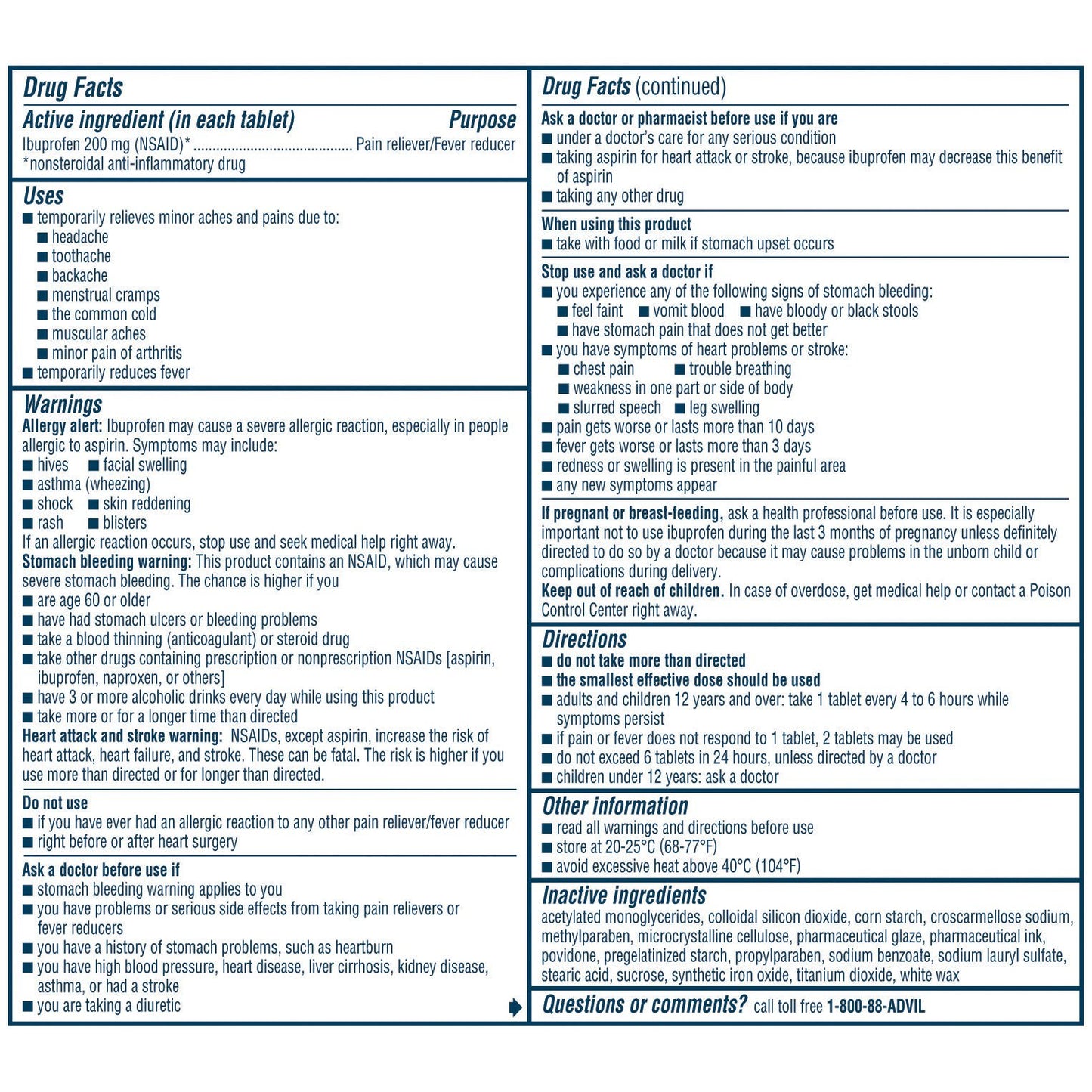 ADVIL, TAB 200MG DISPENSER 2X50 (100/BX)