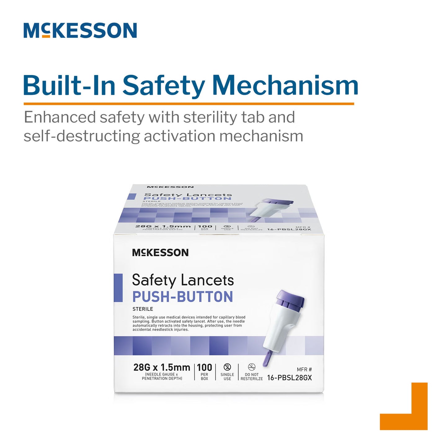 LANCET, SAFETY PUSH-BUTTON 28GNDL 1.5MM LF PUR (100/BX 20BX)