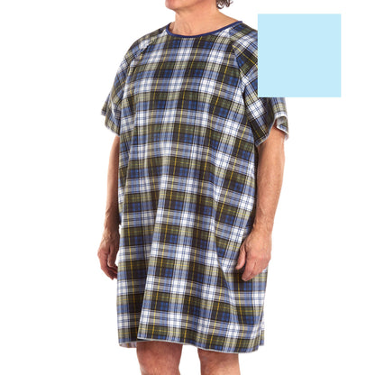 GOWN PATIENT ADLT BLUE TIE-BACK 50/50 CTN/POLY