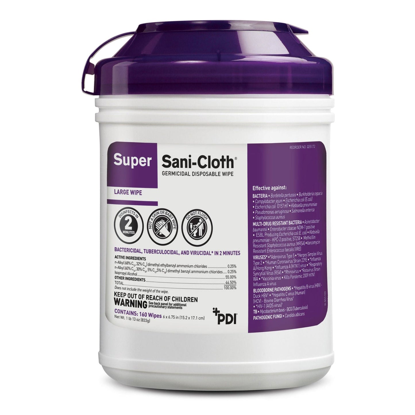 WIPE, SANICLOTH SUPER GERMICIDE LG (GSA) (160/CN 12CN/CS)