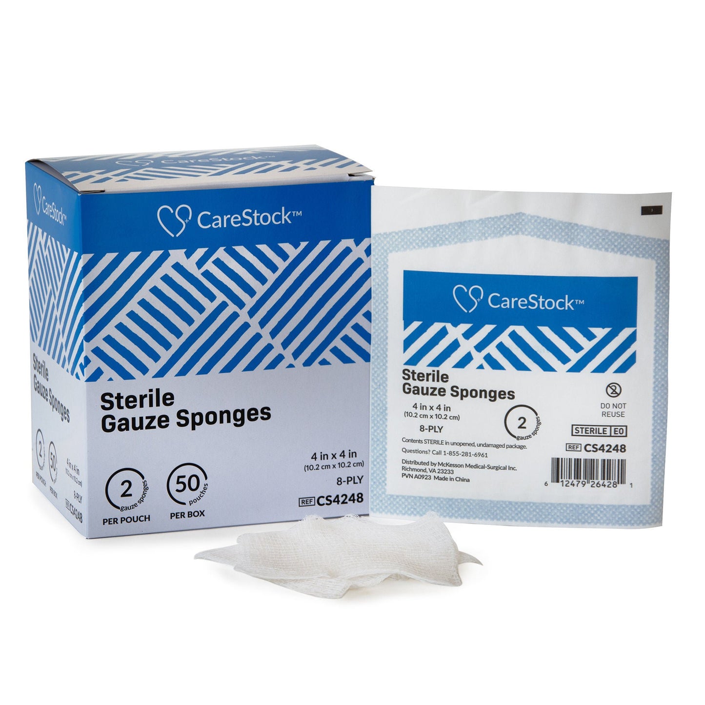 GAUZE, PERF 8PLY LF STR 4X4" (2/PK 50PK/BX 12BX/CS)