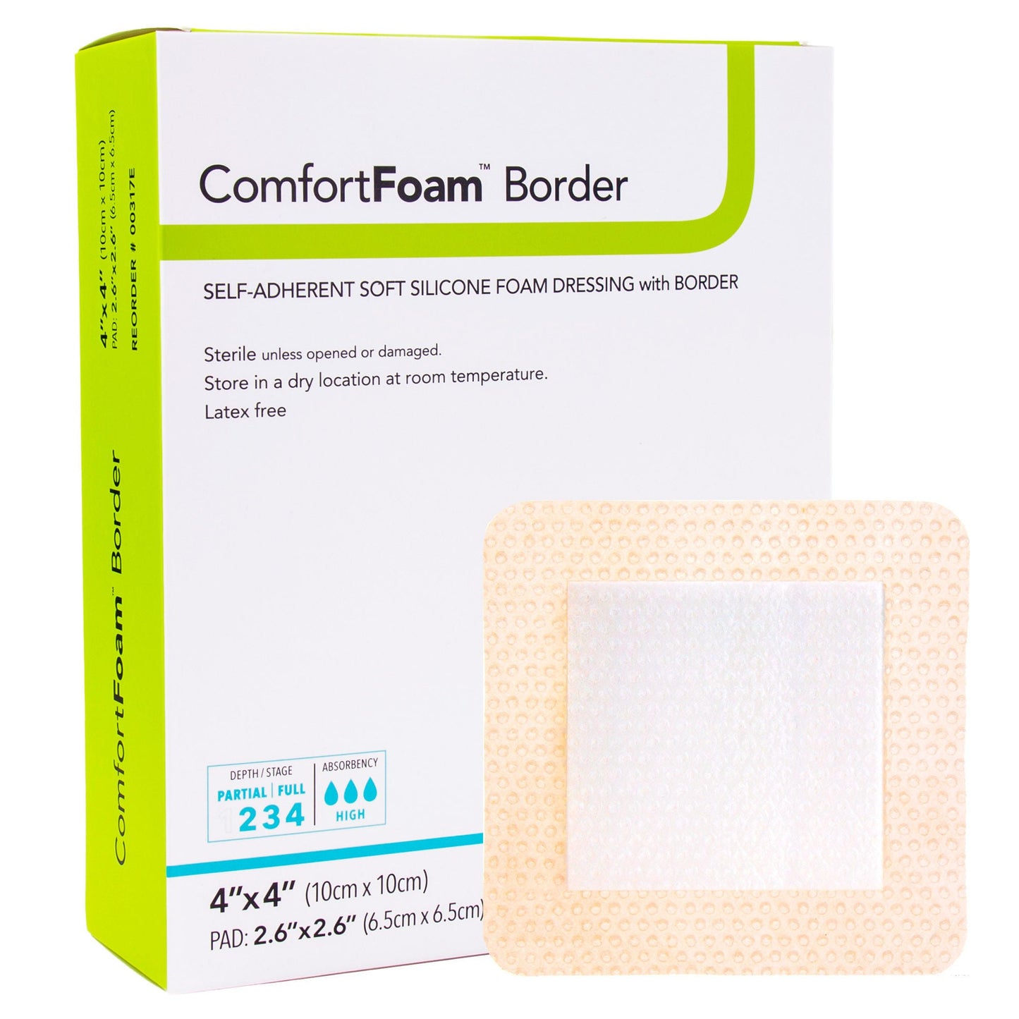 DRESSING, WND ADH W/BORDER SOFT SIL FM 4X4" (10/BX DERMRT
