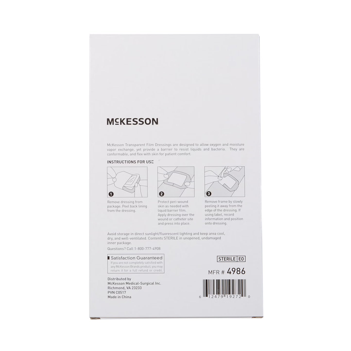 DRESSING, FILM TRANS W/FRM DELSTR 4"X4 3/4" (50/BX)