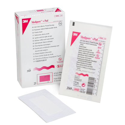 DRESSING, SOFT CLOTH MEDIPORE +PAD 3X1/2X6" (25/BX 3M
