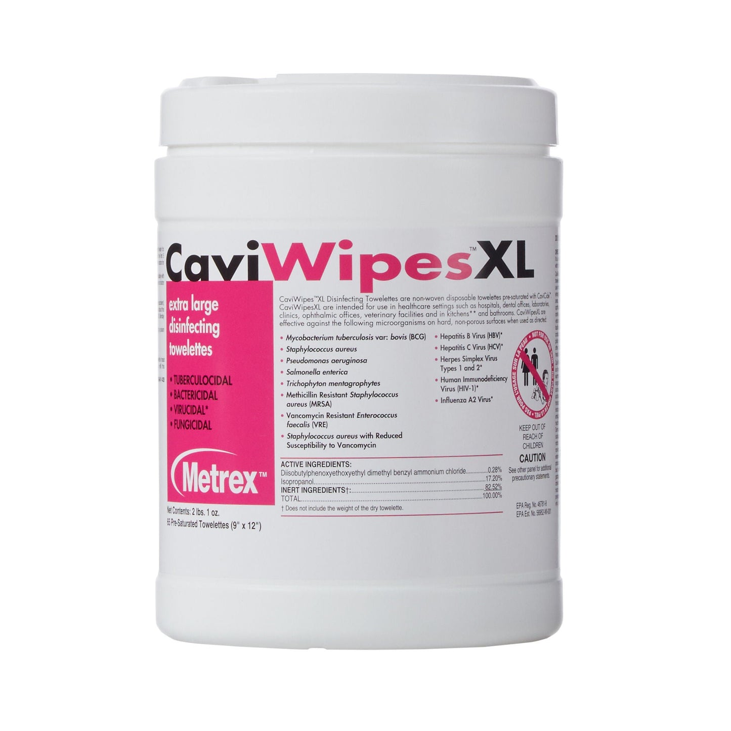 WIPE, DISINFECTANT CAVIWIPES XLG 10"X12" (66/CN 12