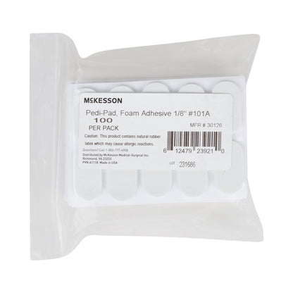 PEDI-PAD, FOAM WHT #101-A-1/8"1/8" (100/PK 10PK/CS)