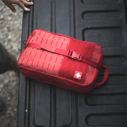 FIRST AID KIT, MYFAK LG PRO 200PC NYLON BAG RED 14X8.75X6"