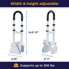 RAIL, TUB CLAMP-ON ADJ HT WHT