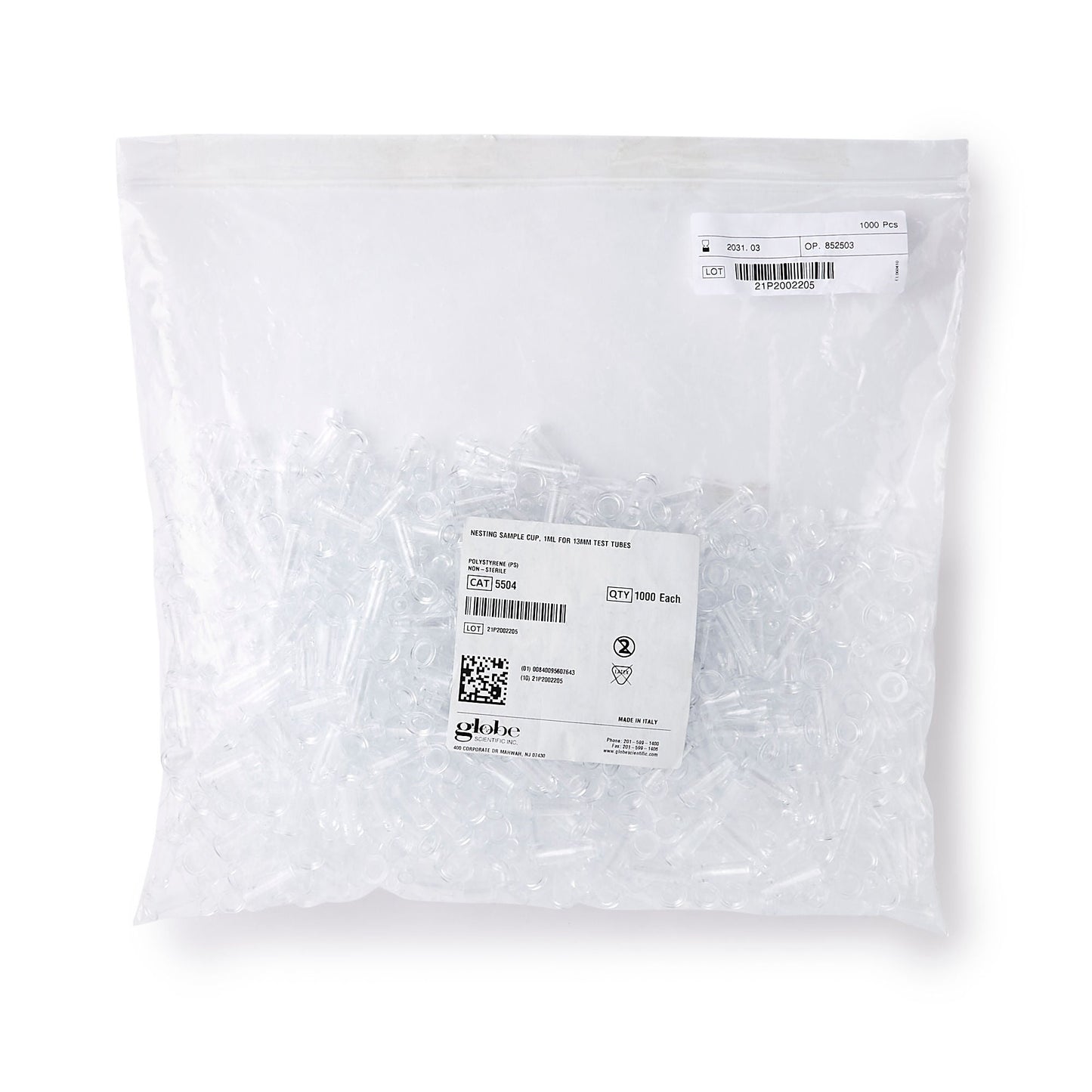 CUP, SAMPLE 1ML 13MM PS (1000/CS)