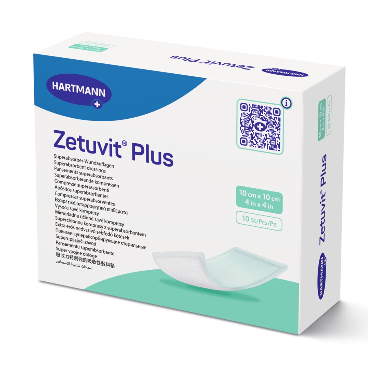 DRESSING, WOUND ZETUVIT PLUS W/SAP 4"X4" (10/BX)