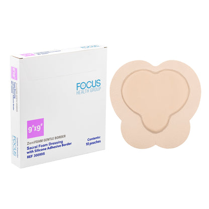 DRESSING, ZENIFOAM GENTLE BORDER SACRAL 9X9" (10/BX)