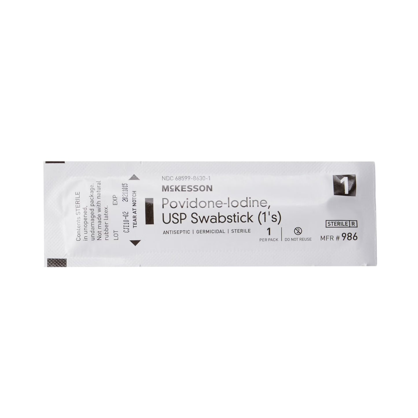 SWABSTICK, PVP STR (1/PK 50PK/BX 10BX/CS)