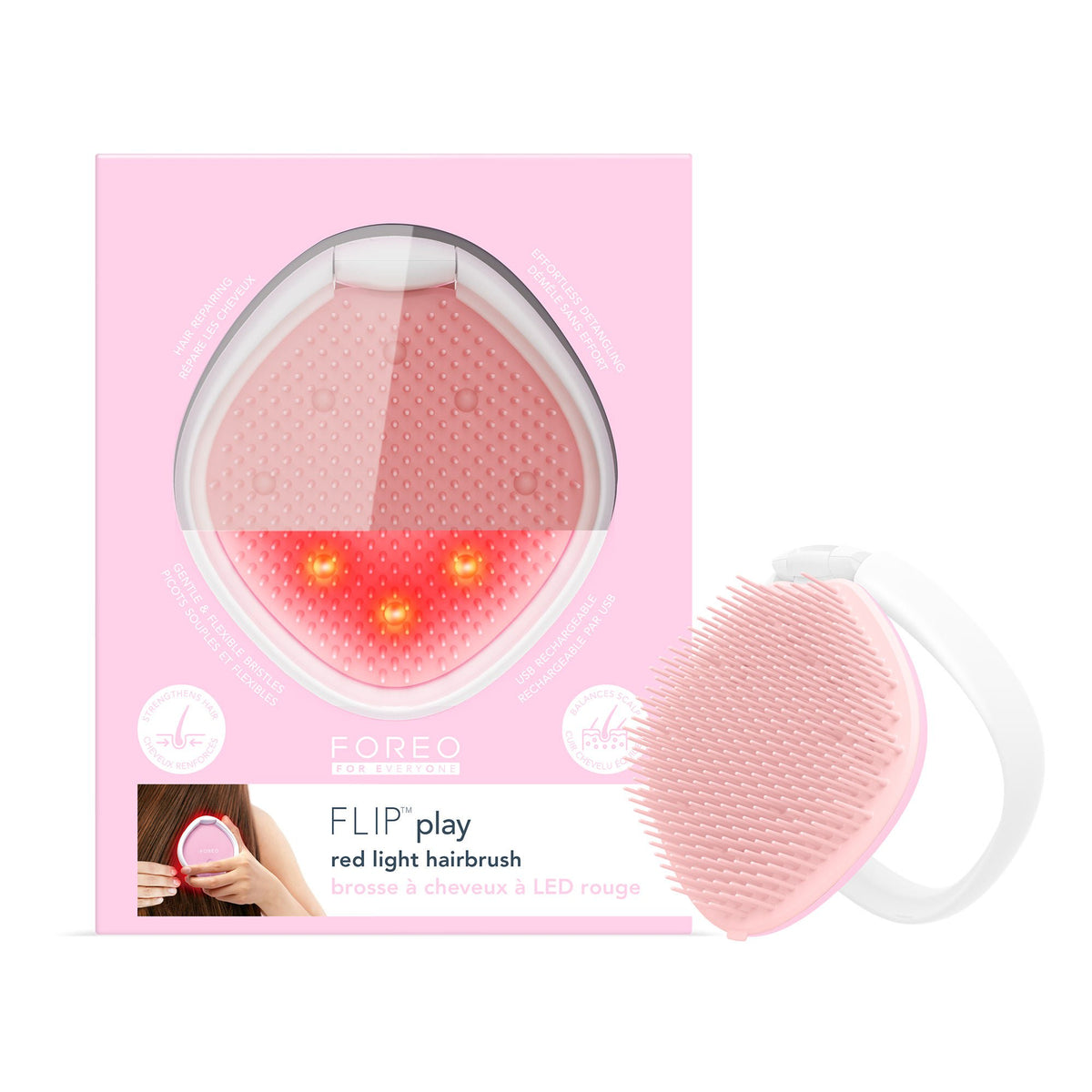 BRUSH, HAIRTRAVEL SIZE FLIP PLAY RED LED LIGHT TICKLE ME PNK