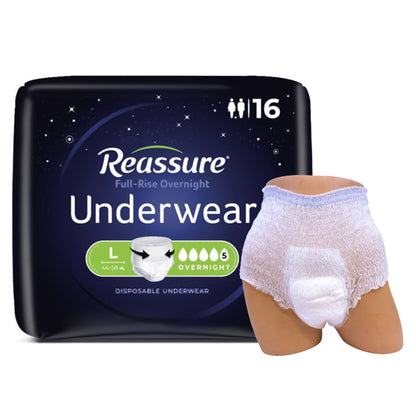 Reassure® Full-Rise Overnight Absorbent Underwear, Heavy Absorbency, Large