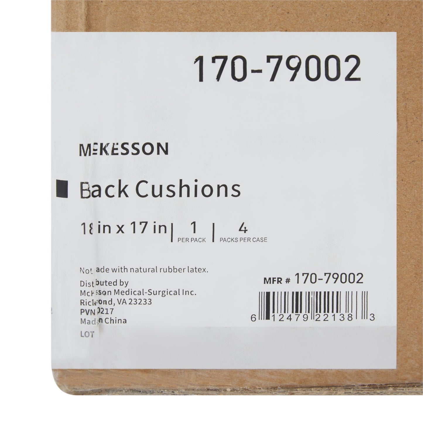 CUSHION, BACK W/LUMBAR SUPP 18"X17" (4/CS)