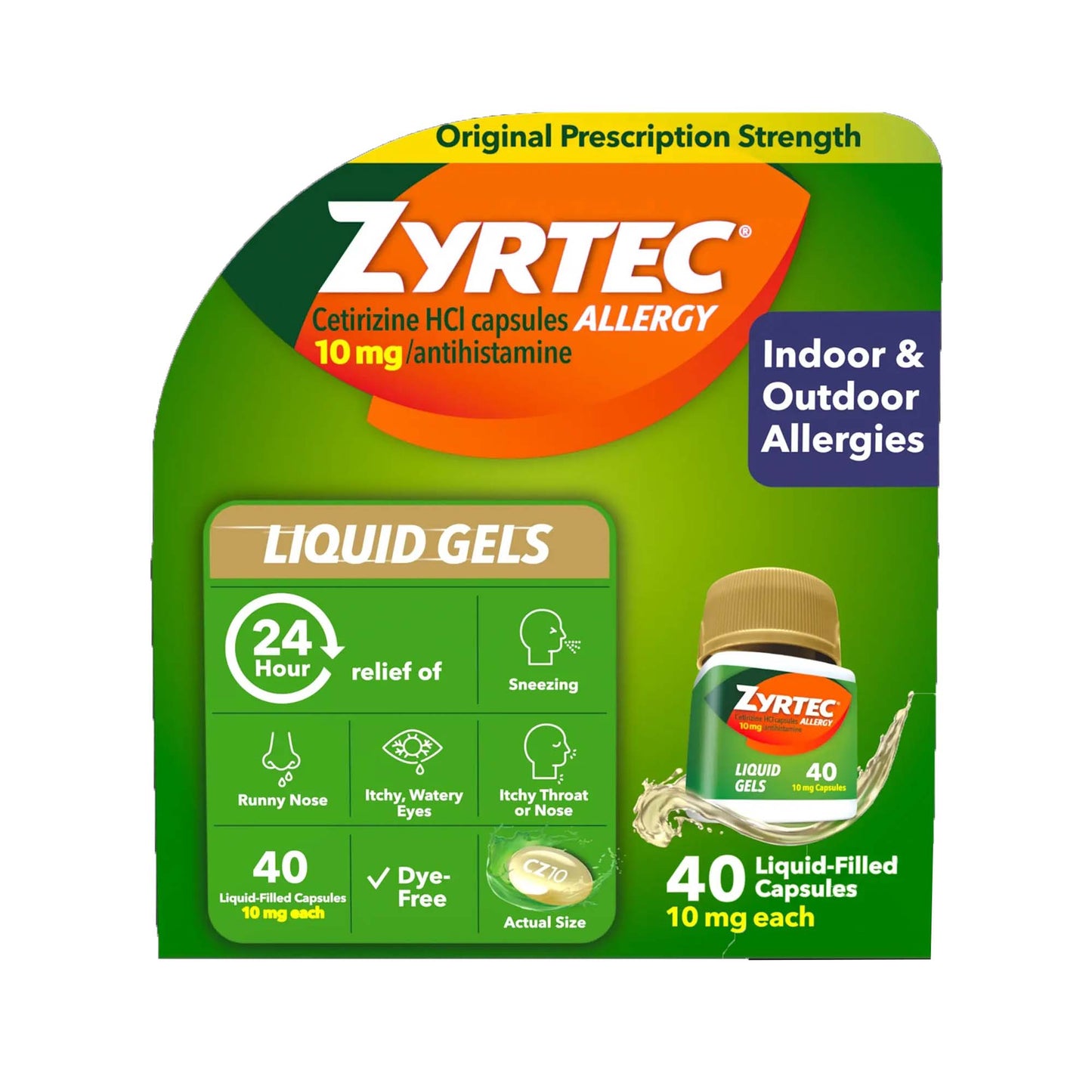ZYRTEC, CAP LIQ GEL ALLERGY 10MG (40/BT)