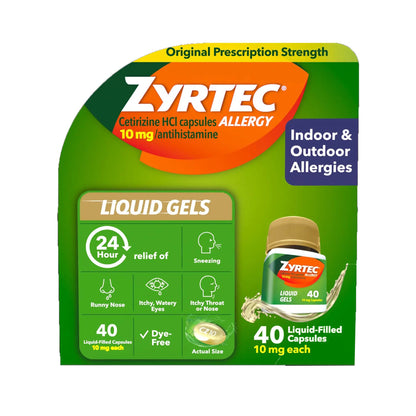ZYRTEC, CAP LIQ GEL ALLERGY 10MG (40/BT)