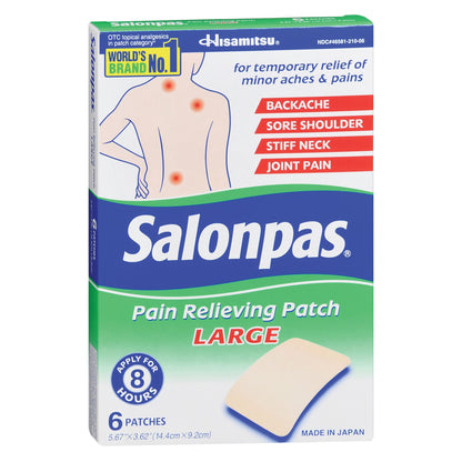 SALONPAS, PATCH PAIN RELIEVINGLG (6/EA 6/PK 12PK/CS)