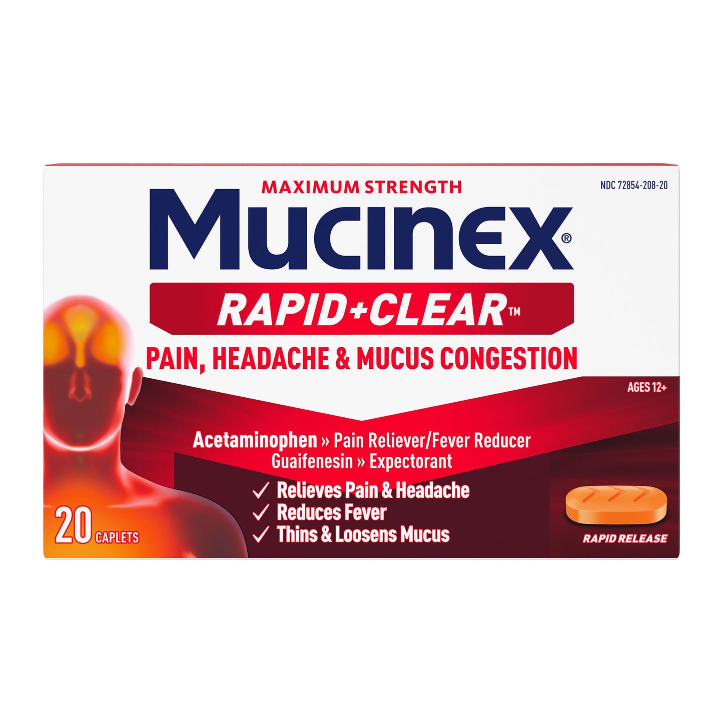 MUCINEX MAX RAPID+CLEAR, CAP CONGESTION (20/CT)