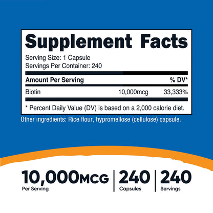 VITAMIN, CAP BIOTIN 10MG (240/BT 12BT/CS)