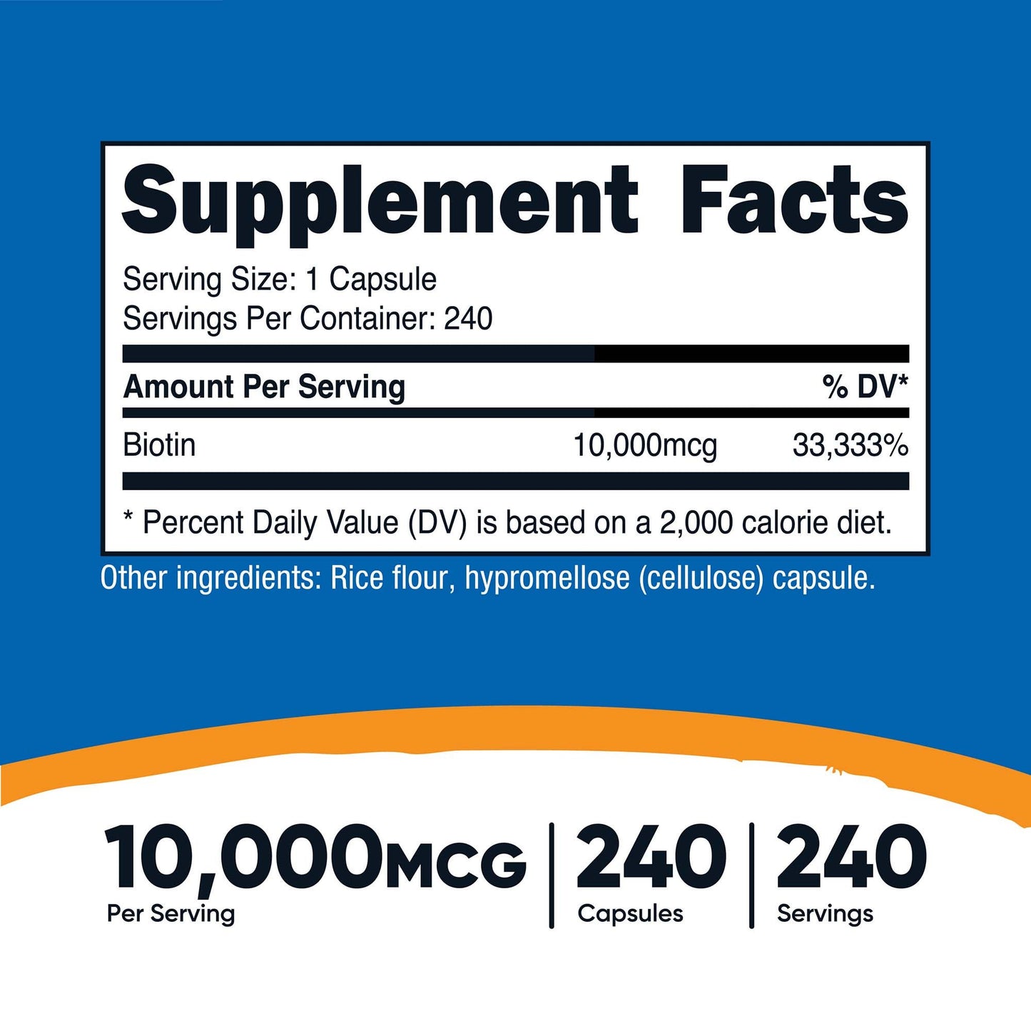 VITAMIN, CAP BIOTIN 10MG (240/BT 12BT/CS)