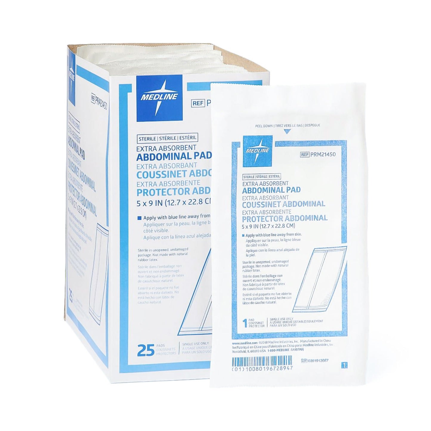 PAD, CARING ABDN COMBINE STR 5"X9" (25/BX 16BX/CS