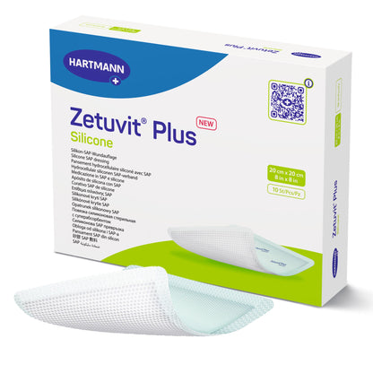 DRESSING, SUPER ABSRB SIL N/BRDR ZETUVIT PLUS 8"X8" (10/BX)