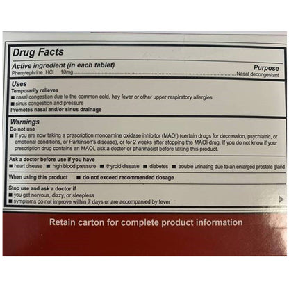 SINUS RELIEF, TAB 10MG (100/BX24BX/CS)