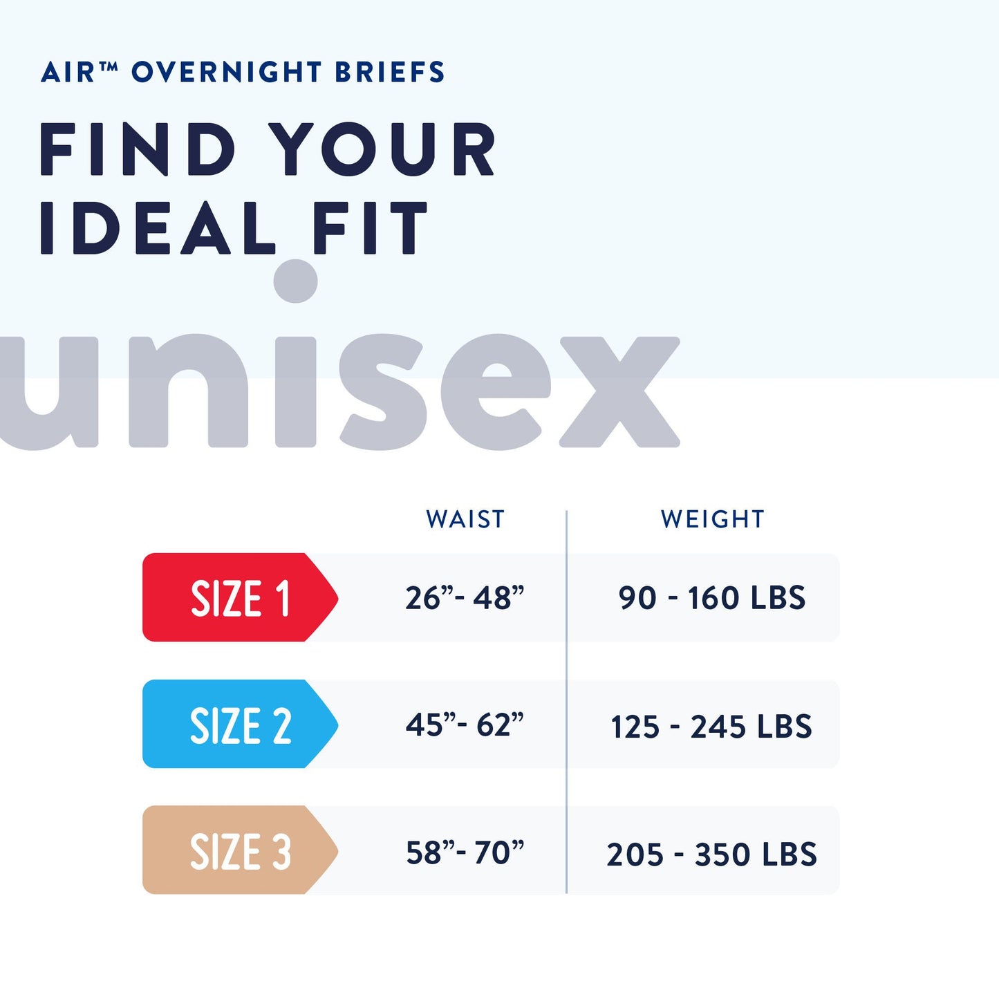 BRIEF, INCONT PREVAIL AIR SZ2 45"-62" (18/BG 4BG/CS)