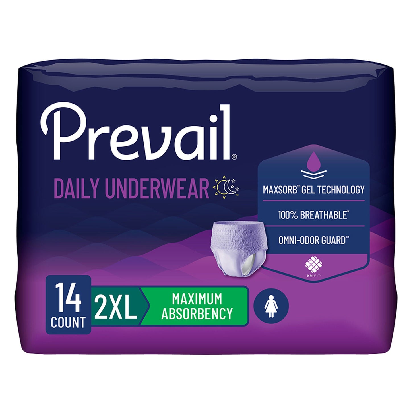 UNDERWEAR, PREVAIL WOMEN 2X-LG64"-80" (14EA/BG 4BG/CS)
