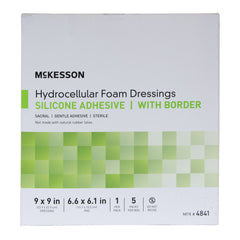 FOAM, ADH SIL W/BORDER SACRAL 9"X9" (5/BX 10BX/CS)
